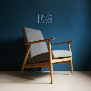 Gray Armchair Upholstery Custom Vintage 60s Style Brass Finishes Contemporary Lounge Chair Loft Handmade Gepolsterter Sessel Fauteuil Lounge