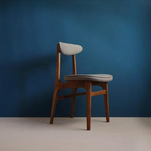 Vintage Chair R.Halas from Mid Century, Walnut, Gray upholstery, Restored