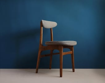 Vintage Chair R.Halas from Mid Century, Walnut, Gray upholstery, Restored