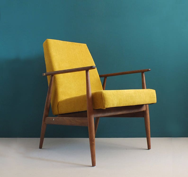 Vintage Armchair from Mid Century, Mustard, Restored image 1