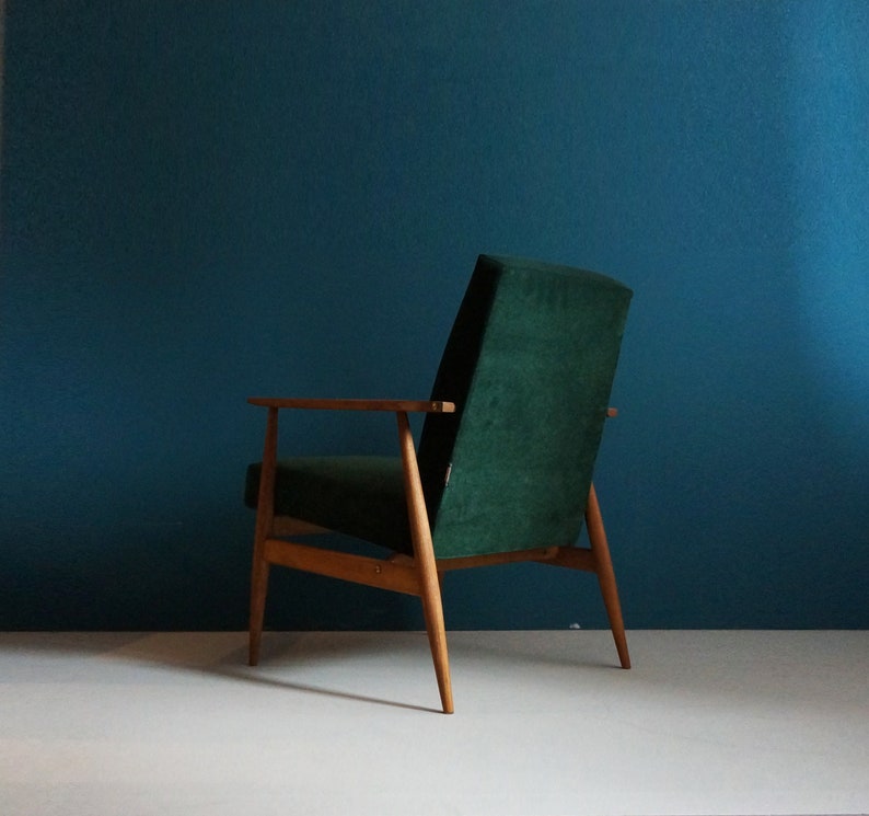 Vintage Sessel aus Mid Century, grüner Samtbezug, innen und außen Messing, restauriert Bild 3