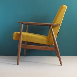 Vintage Armchair from Mid Century, Mustard, Restored image 5