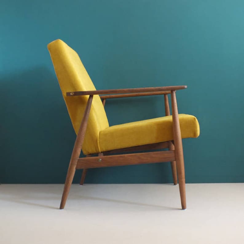 Vintage Armchair from Mid Century, Mustard, Restored image 2
