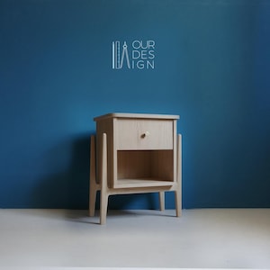 Vintage Style Nightstand Bedside Table Drawer, Naturla Oak Veneer,