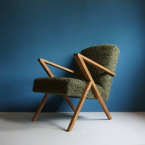 Vintage Armchair from Mid Century, Green Boucle, Restored image 10