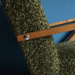 Vintage Armchair from Mid Century, Green Boucle, Restored image 5