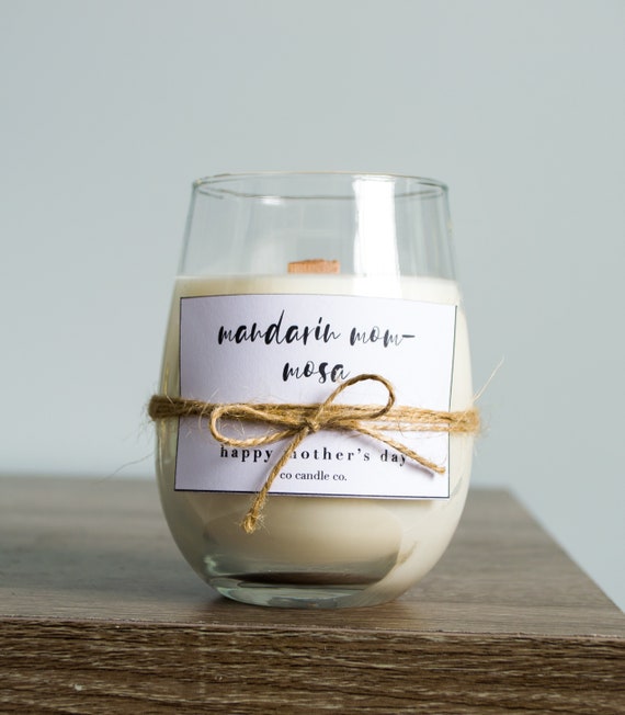 Wine Glass Candle Mother S Day Gift Mimosa Gift Wine Etsy
