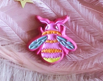 Mini Bee Pastel Pink Enamel Pin, Soft Enamel Cute Animal Nature Bees Honeybee Tiny Board Filler 0.5 in Lapel Collar Rainbow Accessory Brooch