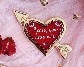 Ich trage dein Herz mit mir Emaille Pin, Stained Glass Translucent Glitter, z. e. cummings Hübscher Valentinstag niedlicher Liebes-Andenken-Geschenk-Pin