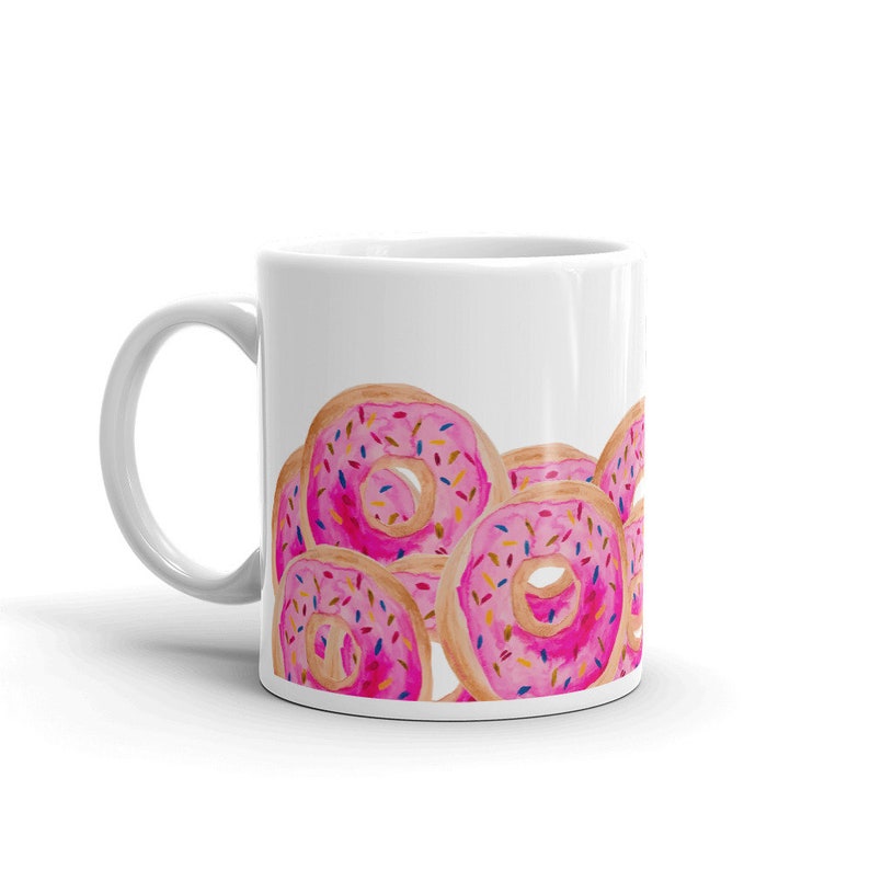 Donut coffee mug pink donut cocoa mug Etsy