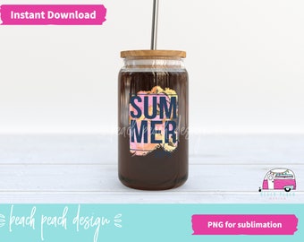 Summer Vibes PNG, Sublimation for 16 oz glass can, Summer Sublimation, Summer Vibes, Tumbler Sublimation