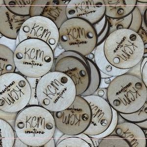 Custom Wooden Buttons: Birch Logo Tags for Crochet & Knitwear