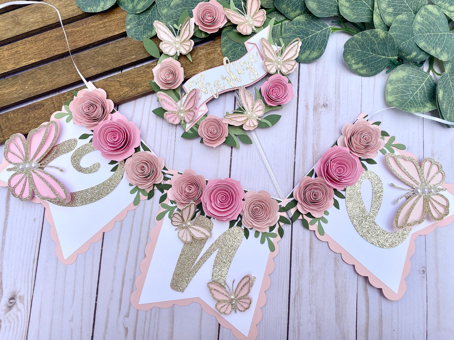 Butterfly Garden Birthday Cake Topper Floral Garden Cake Etsy