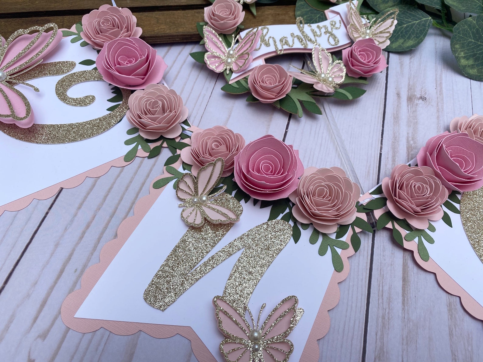 Butterfly Garden Birthday Cake Topper Floral Garden Cake Etsy