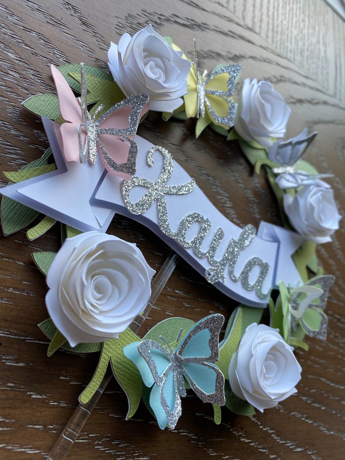 Butterfly Garden Birthday Cake Topper Floral Garden Cake Etsy