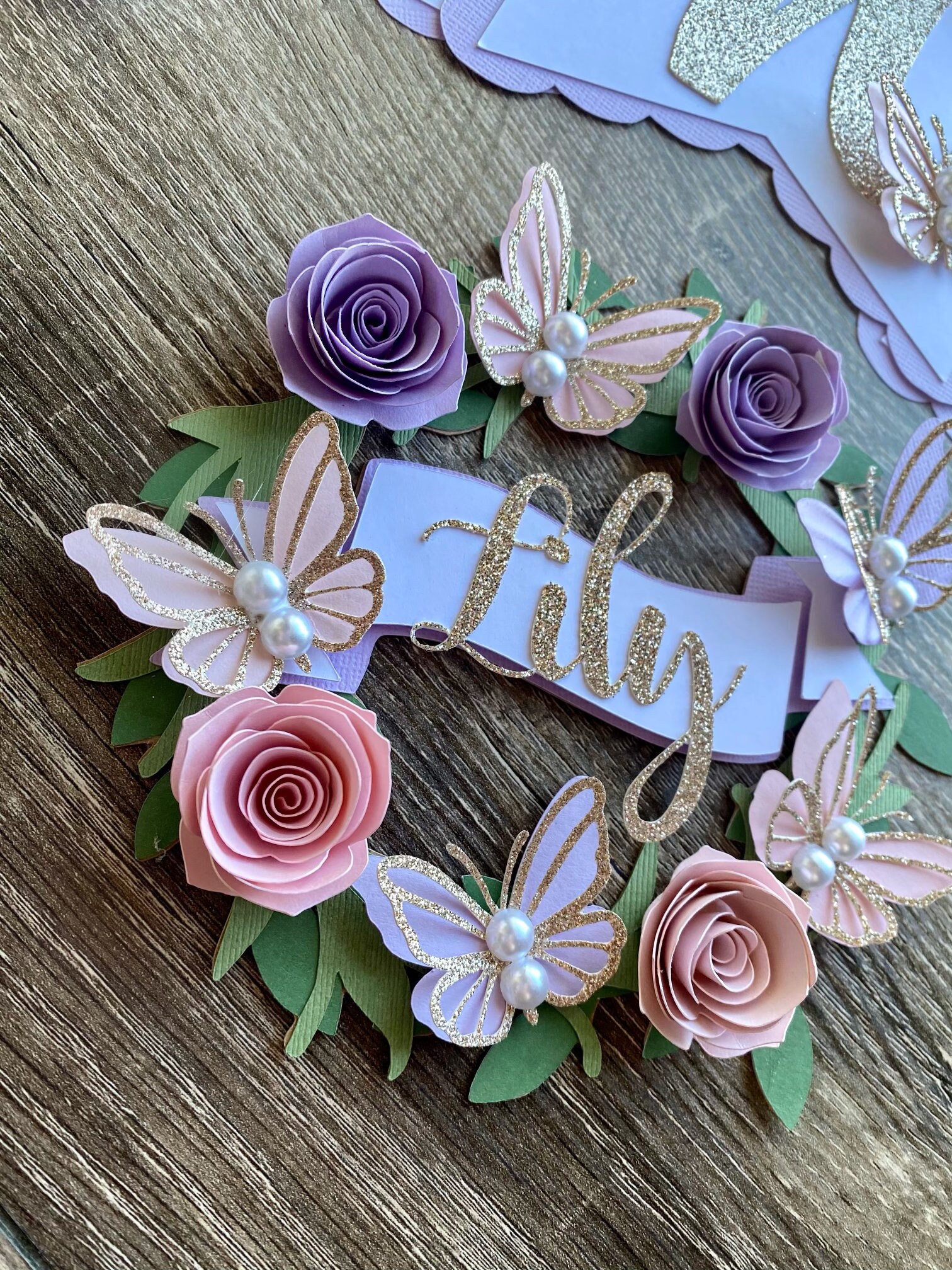 Butterfly Garden Birthday Cake Topper Floral Garden Cake Etsy