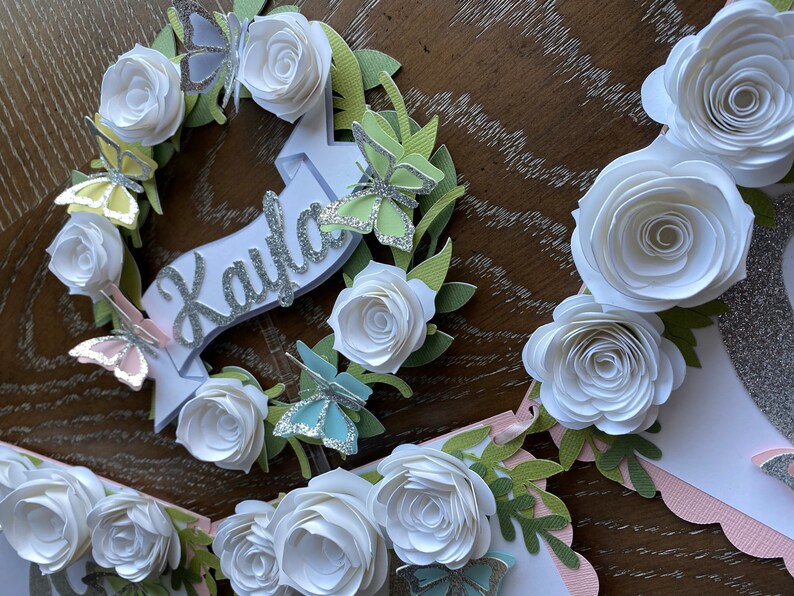 Butterfly Garden Birthday Cake Topper Floral Garden Cake Etsy