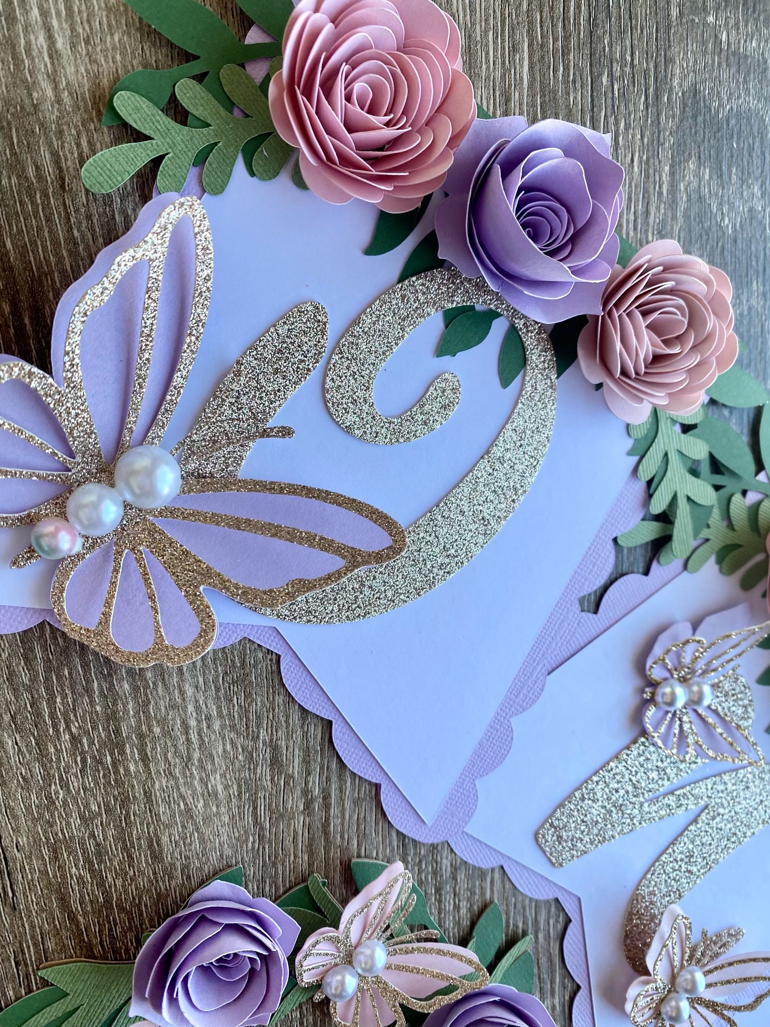 Butterfly Garden Birthday Cake Topper Floral Garden Cake Etsy