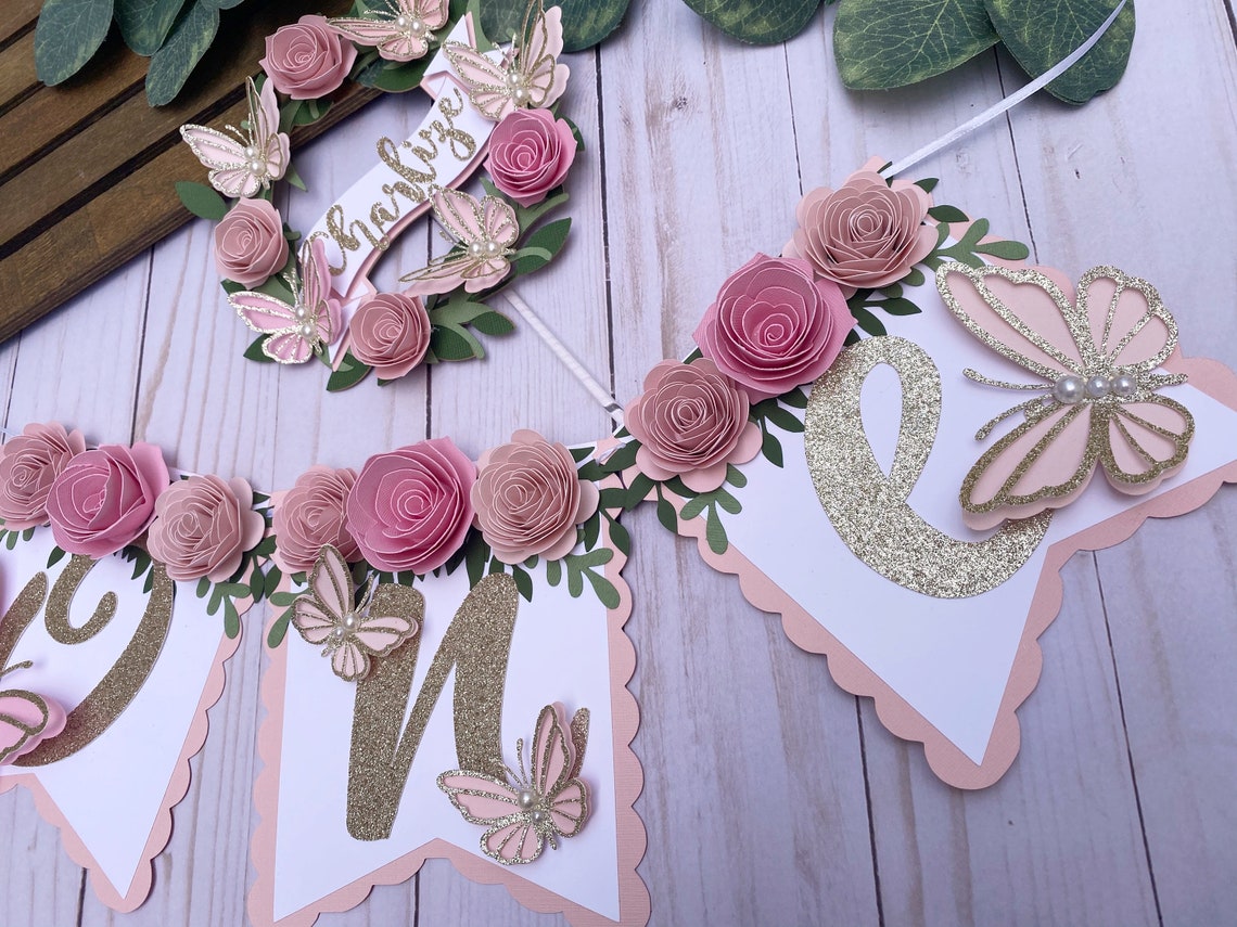 Butterfly Garden Birthday Cake Topper Floral Garden Cake Etsy