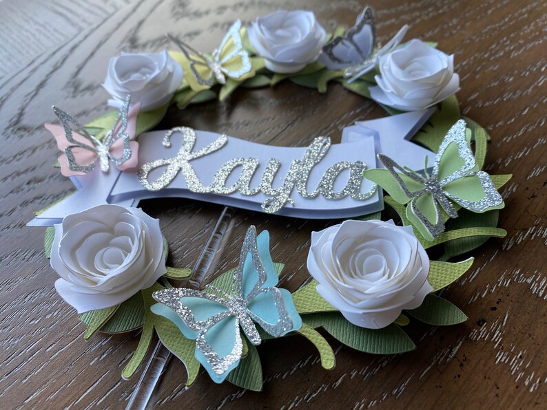 Butterfly Garden Birthday Cake Topper Floral Garden Cake Etsy