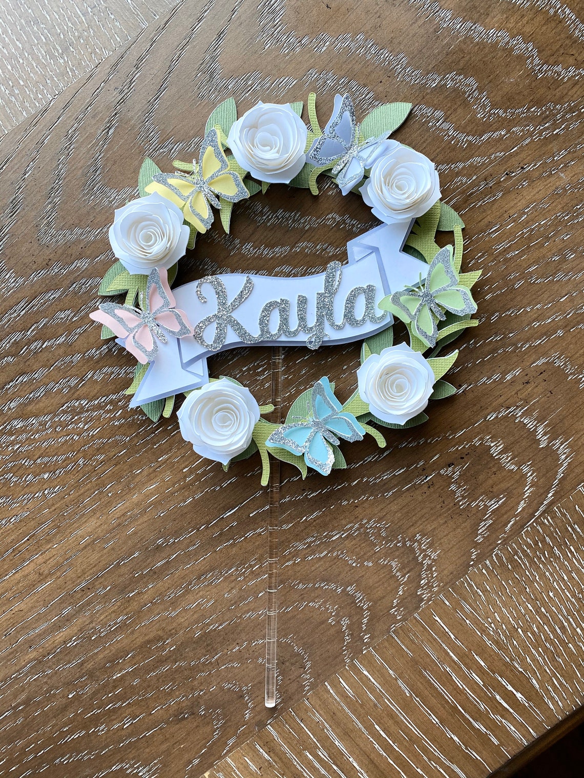 Butterfly Garden Birthday Cake Topper Floral Garden Cake Etsy