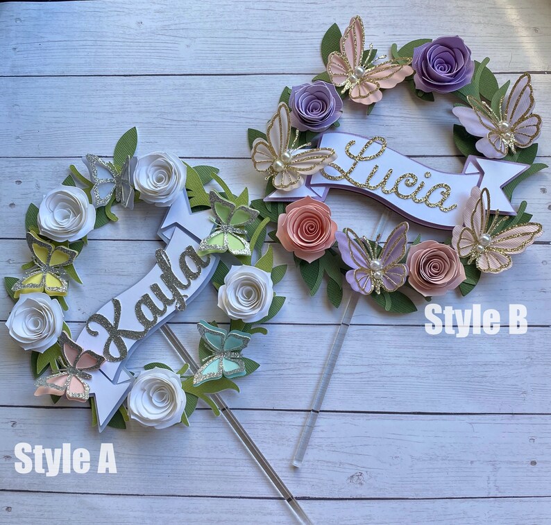 Butterfly Garden Birthday Cake Topper Floral Garden Cake Etsy