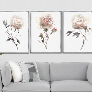 Peony Set 3 Watercolor Painting Flower Art Prints Abstract Floral ...