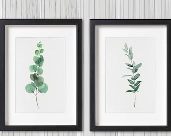 Eucalyptus Set 2 Painting Green Plant Watercolor Print Botanical Illustration Green Leaves Poster Minimalist Art Living Room Wall Art