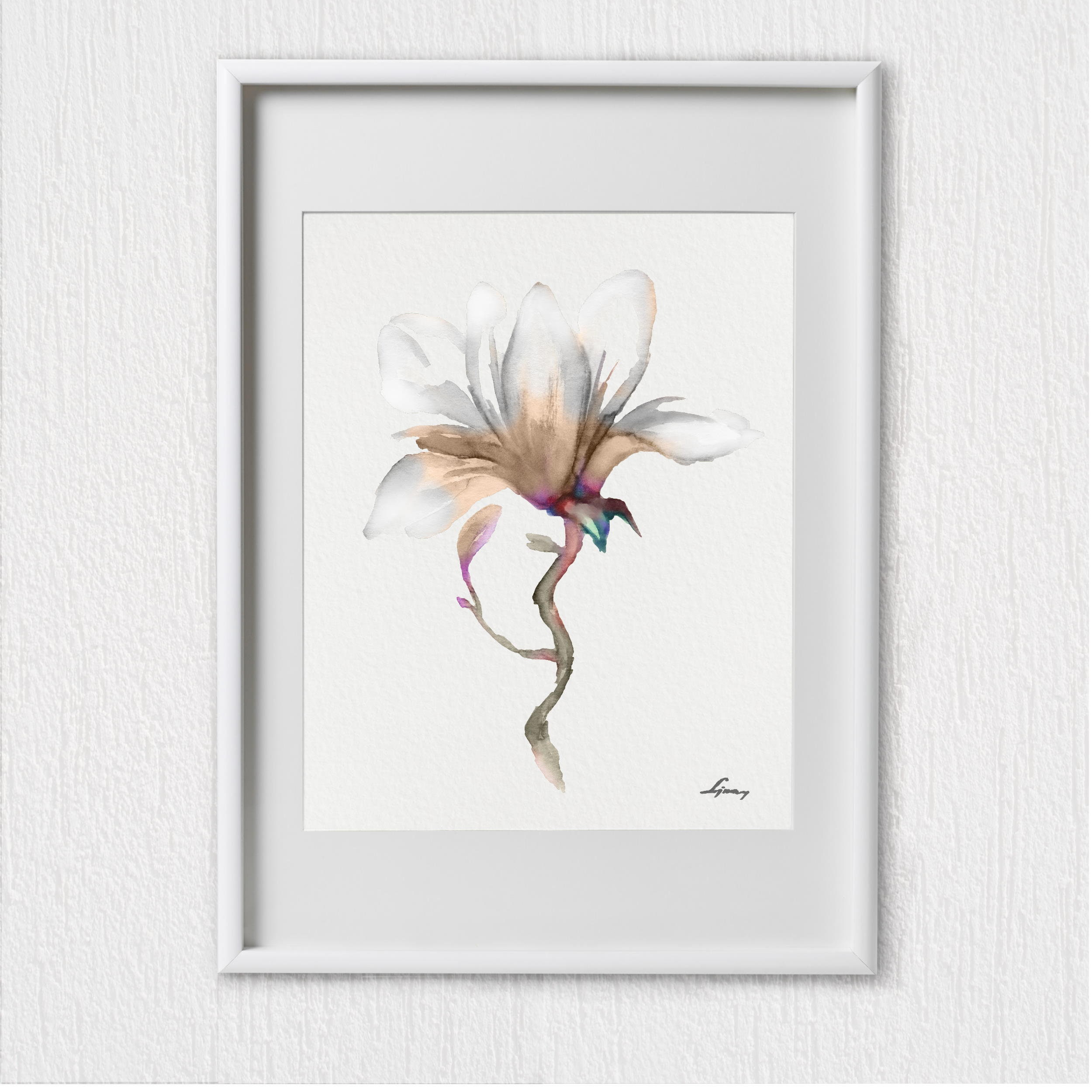 Magnolia Set 2 Flower Art Prints White Floral Illustration | Etsy