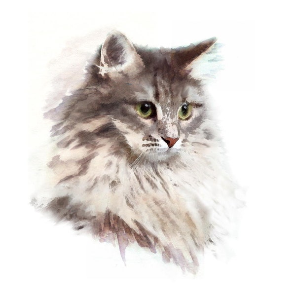 Custom Cat Portrait Watercolor Custom Cat Painting Memorial Art Pet Drawing Pet Lover Gift Custom Pet Portrait Express DELIVERY