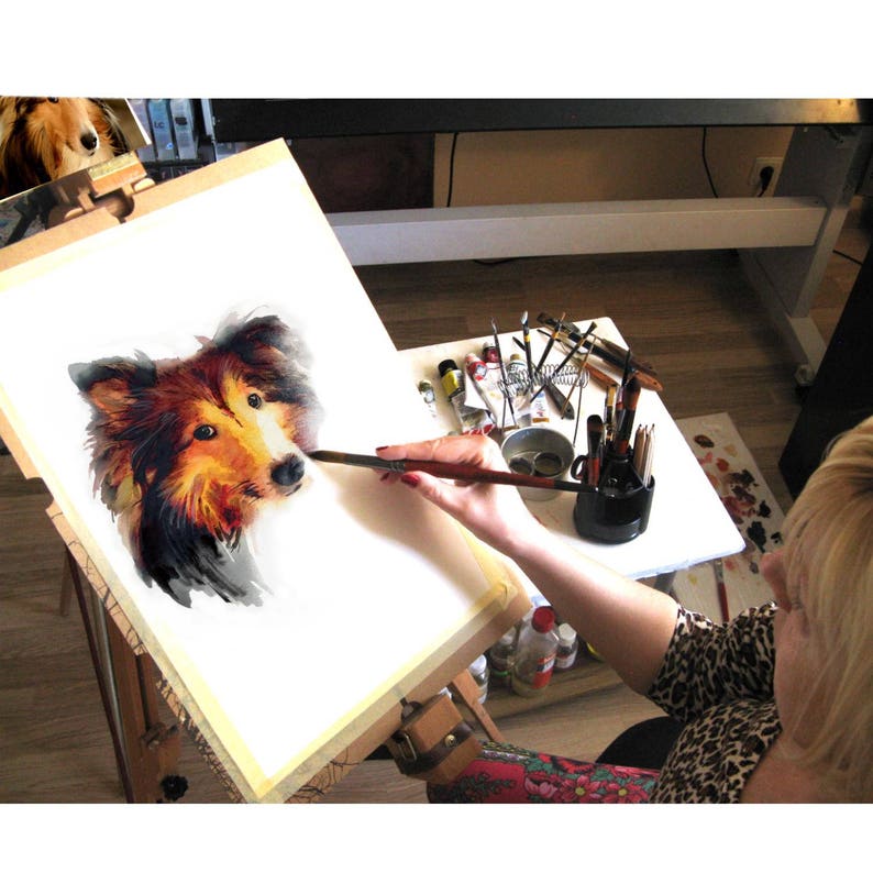 Custom Cat Portrait Watercolor Custom Cat Painting Memorial Etsy