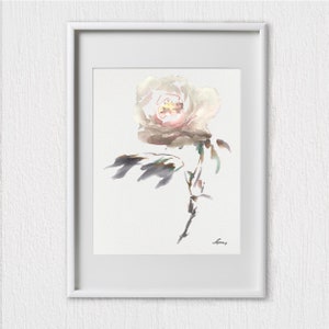 Set 3 piontryck, akvarellmålning med blommor, abstrakt blomillustration, minimalistisk konst, botaniska tryck, vardagsrumsinredning bild 5