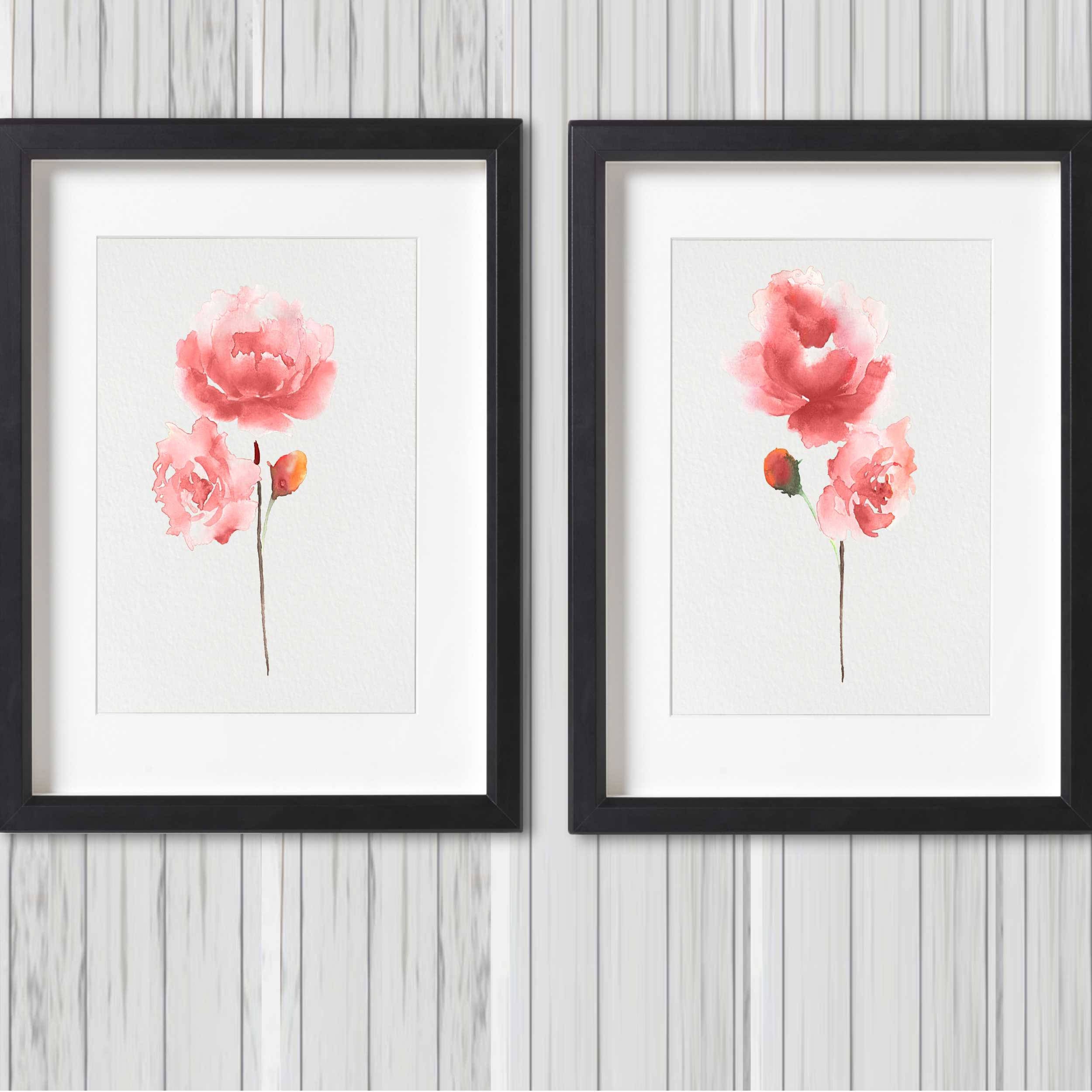 Watercolor Pink Blush Beige Peony Set Of 3 Prints Minimalist Peonies Painting Hand Painted Botanical Floral Wall Art Modern Nursery Decor Art & Collectibles Painting Sultraline.id