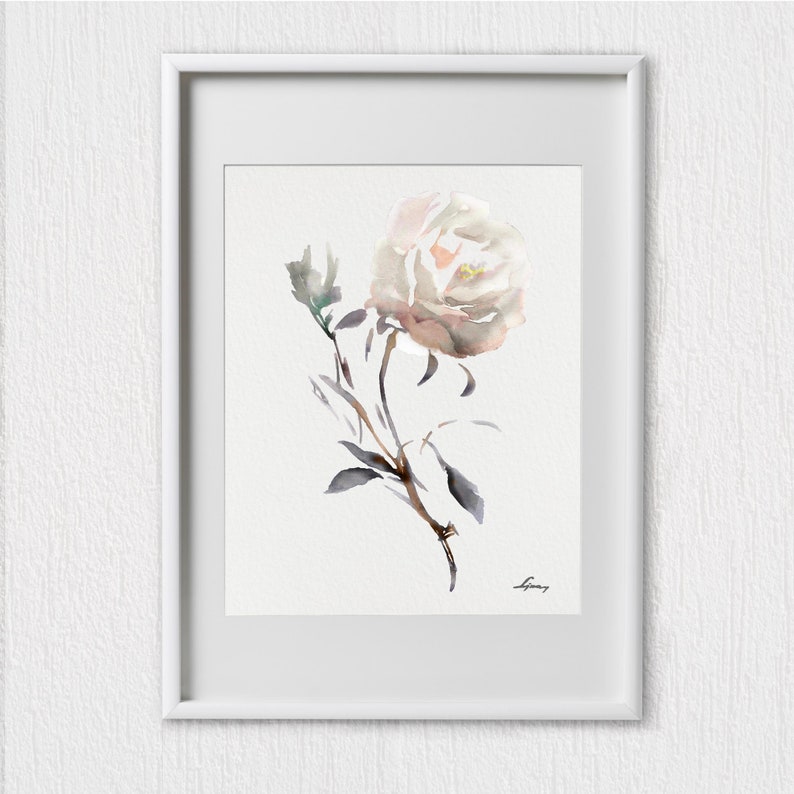 Set 3 piontryck, akvarellmålning med blommor, abstrakt blomillustration, minimalistisk konst, botaniska tryck, vardagsrumsinredning bild 3