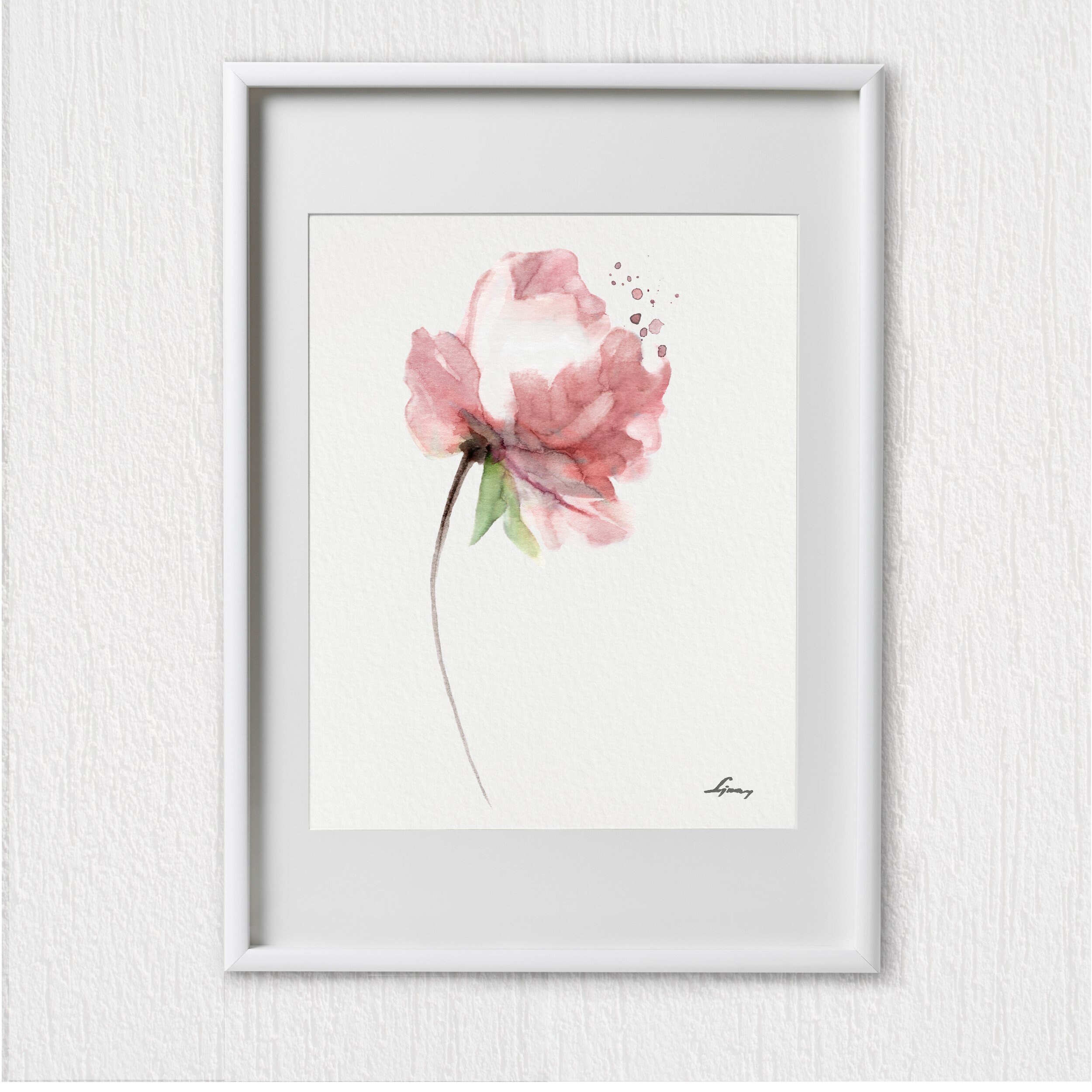 Peony Set 2 Watercolor Painting Pink Floral Illustration Kids Room ...