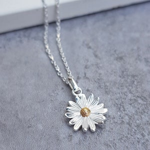 Daisy Necklace April Birth Flower Necklace Silver Daisy April Birth Flower Jewellery April Birthday Gift Silver Necklace image 1