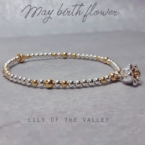 May Birth Flower Lily of the Valley Bracelet | May Birthday Bracelet | Birth Flower Bracelet May | Lily of the Valley Charm | May Gift