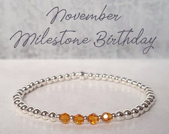 November Milestone Birthday Bracelet | 30th/40th/50th/60th/70th/80th/90th Birthday November | November Topaz Bracelet | Topaz Birthstone