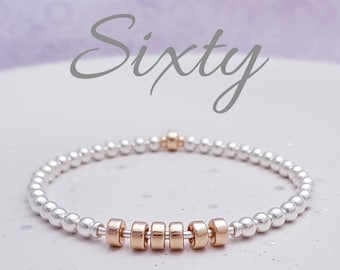 60th Birthday Bracelet, Sixty Silver Bracelet, 60th Jewellery