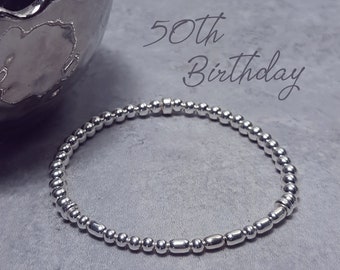 Milestone Birthday Silver Morse Code Bracelet | 30th/40th/50th/60th/70th/80th/90th Birthday Sterling Silver Bracelet | Milestone Birthday