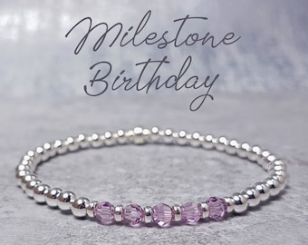 June Milestone Birthday Bracelet | 30th/40th/50th/60th/70th/80th Birthday June | June Birthstone Alexandrite | Birthstone Bracelet Gift