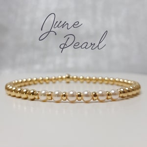 June Birthstone Bracelet | Pearl and Gold Bracelet | Pearl Stacking Bracelet | June Birthday Gift | Bridal Jewellery | Bridesmaid Bracelet