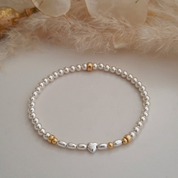 Morse Code Bracelet with Two Initials in Sterling Silver and 14kt Gold Filled  | Morse Code Initials Bracelet | Initials with Heart Bracelet