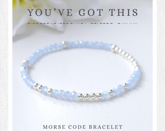 You've Got This Morse Code Bracelet in Sterling Silver or 14ct Gold Filled. Secret Message encouragement gift.
