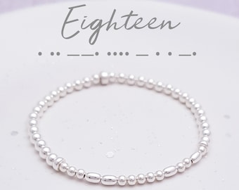 Sterling Silver 18th Birthday Bracelet: Morse Code Jewelry Gift