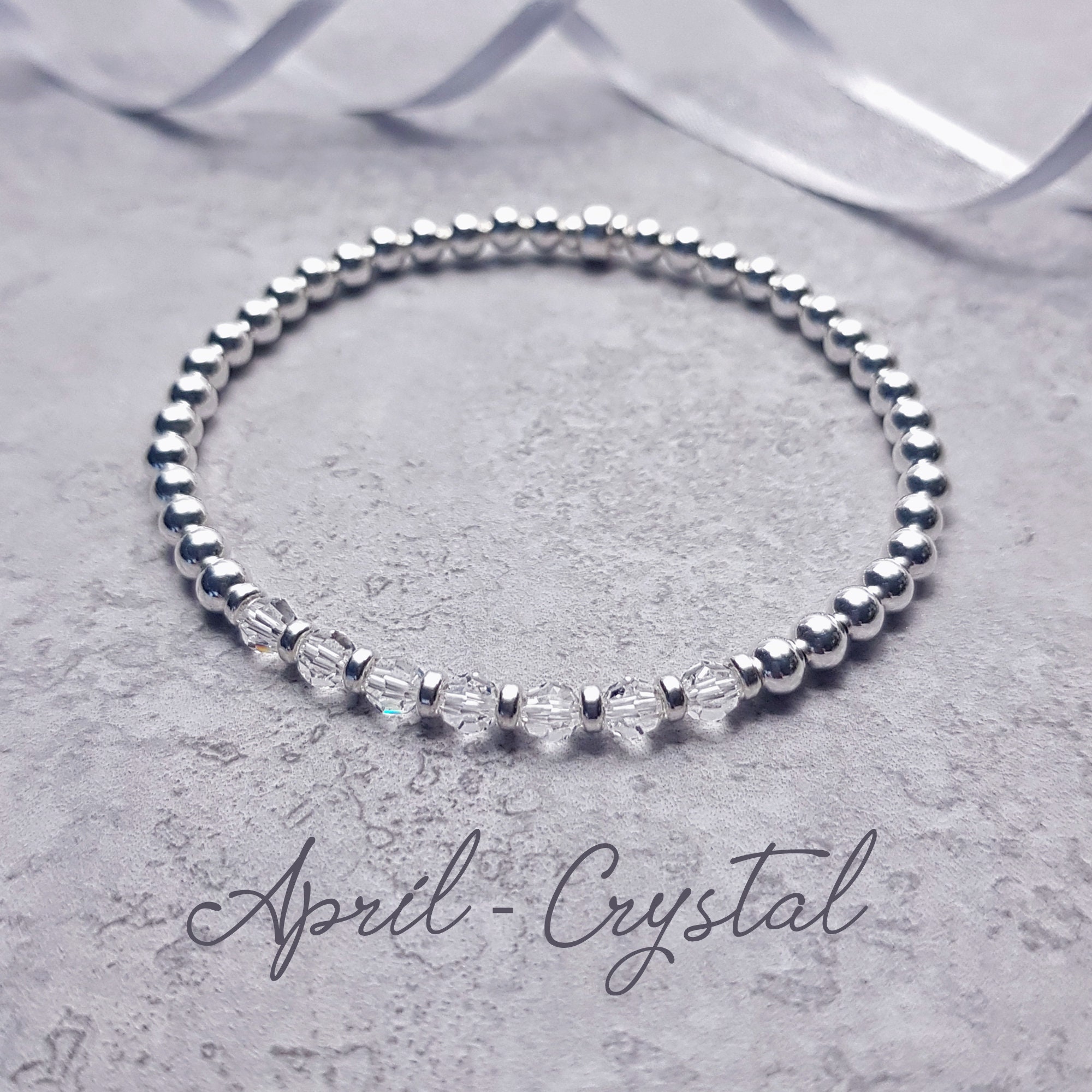 April Birthstone Bracelet Crystal and Silver Bracelet Etsy UK