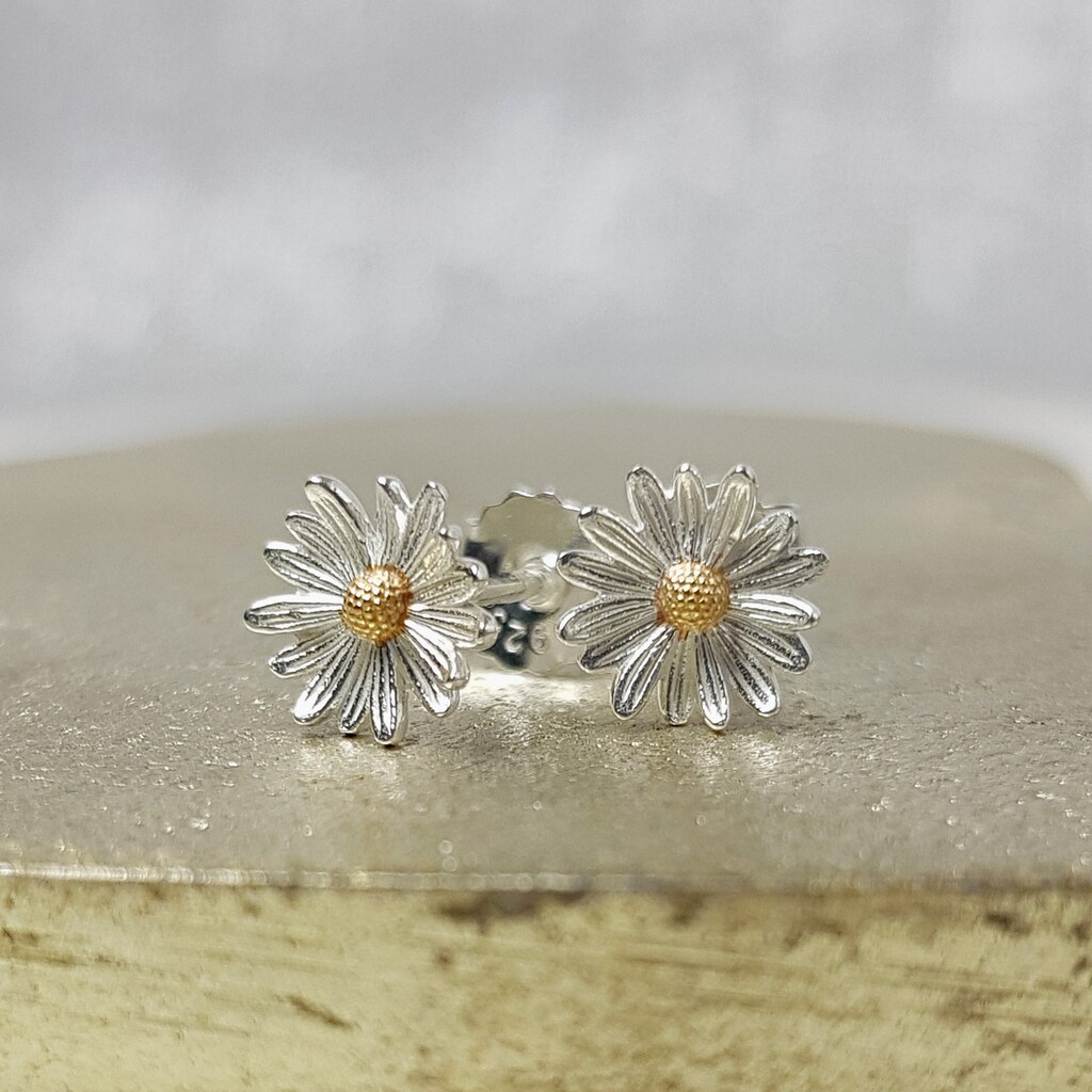 Orecchini Margherita Donna Lunghi 6,2 Cm - Pendenti A Fiore In Rame Elettroformato - Gioielli Regalo Per Ragazze
