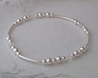 April Birthstone Bracelet in Sterling Silver with Swarovski Crystals | April Crystal Bracelet | Stacking Bracelet | Birthstone Bracelet