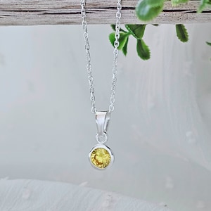 November Birthstone Necklace in Sterling Silver with Citrine Cubic Zirconia | November Citrine Birthstone | November Birthday Necklace