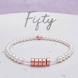 50th Birthday Bracelet, 50th Birthday Jewellery, 50th Milestone Birthday Mum/Sister, 50th Birthday Gift for Her, Golden Wedding, Fifty
